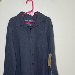 Blue Button Down Shirt with Textured Pattern and Full Sleeves